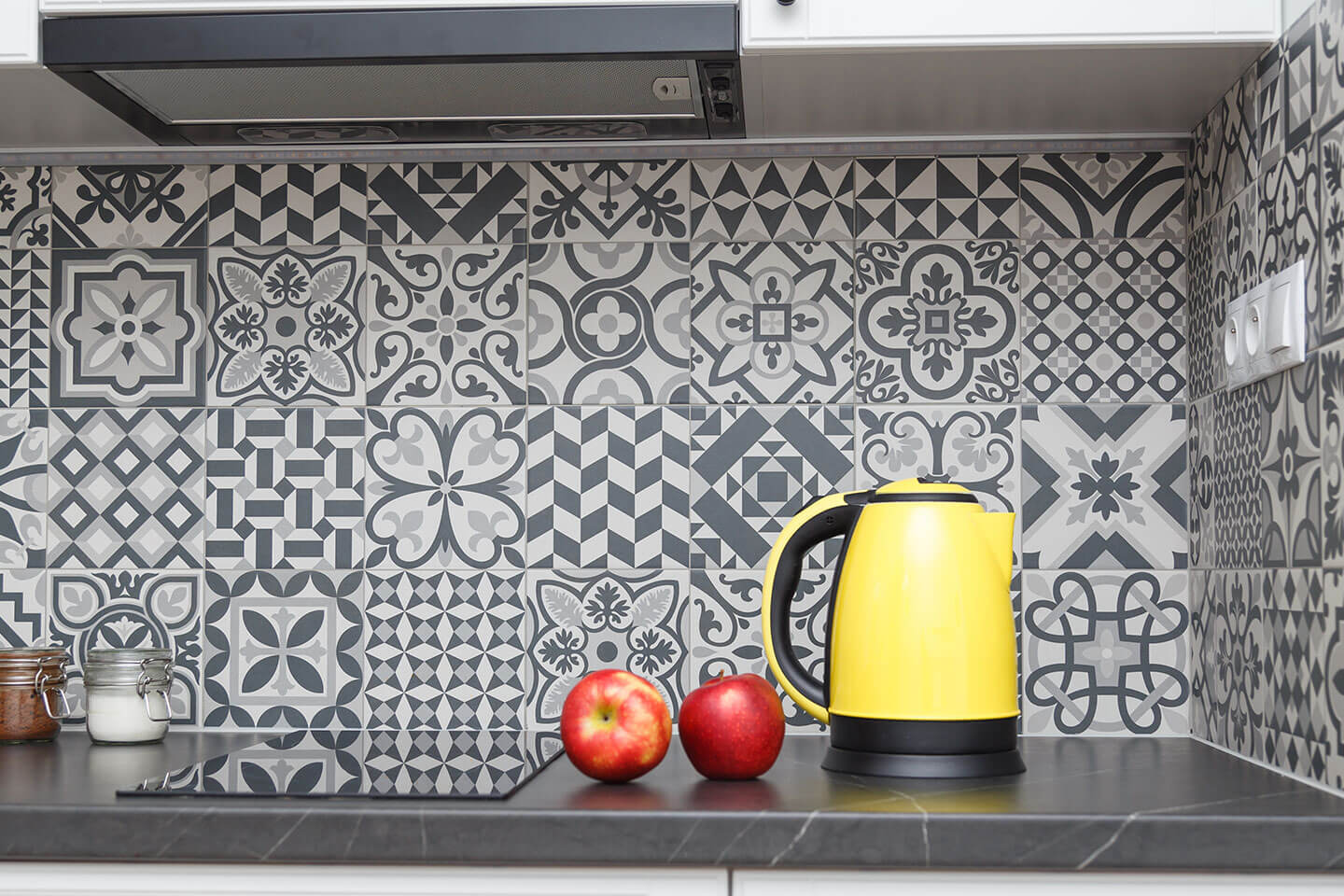 Grey and white kitchen backsplash design Springfield, Illinois