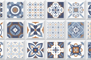 Assortment of blue and white kitchen and bathroom tile in Springfield, Illinois