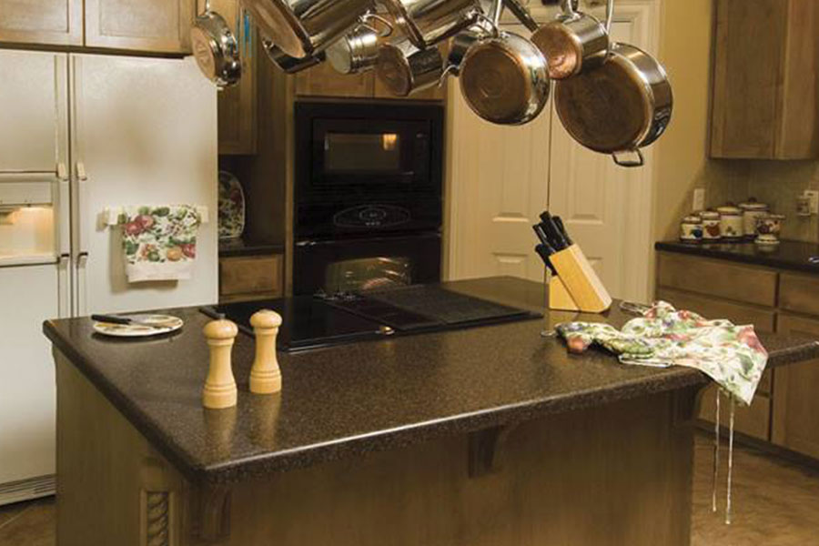 Modern dark brown kitchen island countertop in Springfield, Illinois