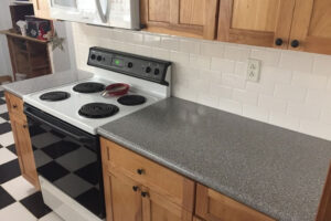A newly installed laminate countertop in a residential kitchen in Glenarm, IL.