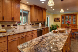 A gorgeous granite stone countertop installation for a residential kitchen from our countertop experts in Glenarm, IL.