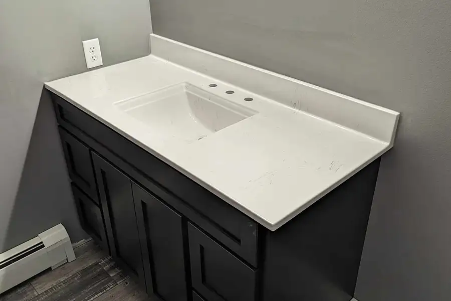 Ray's Countertop Shop Inc. - past projects, bathroom sink on white cultured marble countertop - Springfield, IL