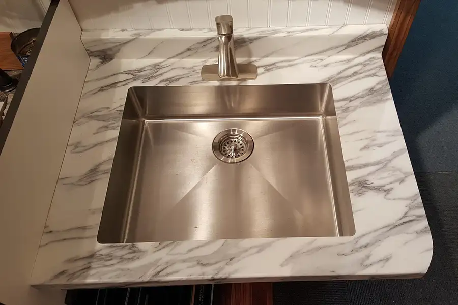 Ray's Countertop Shop Inc - under-mount sink example in show room display - Springfield, IL