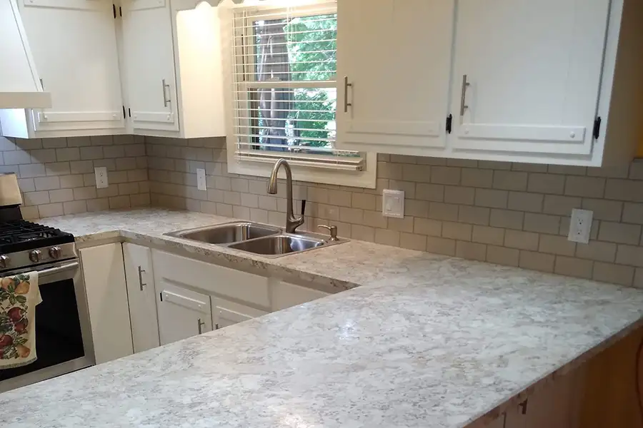 Wilsonart's® spring carnival countertop in the kitchen of a Springfield, IL homeowner.