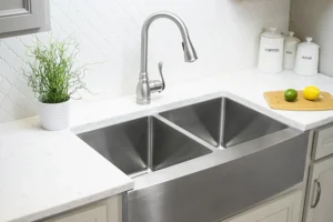 Close up of a Karran sink in faucet in the home of a Springfield, IL resident.