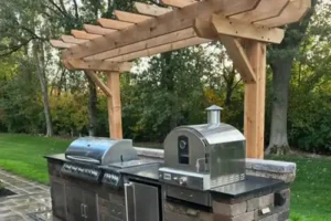 RAY’S COUNTERTOP SHOP INC. - An outdoor grilling station with newly installed countertops on the property of a Springfield IL, resident.