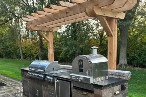 RAY’S COUNTERTOP SHOP INC. - An outdoor grilling station with newly installed countertops on the property of a Springfield IL, resident.