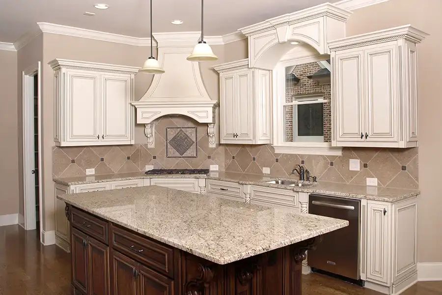 Ray’s Countertop Shop—A traditional kitchen with upgraded granite countertops in Glenarm, IL.