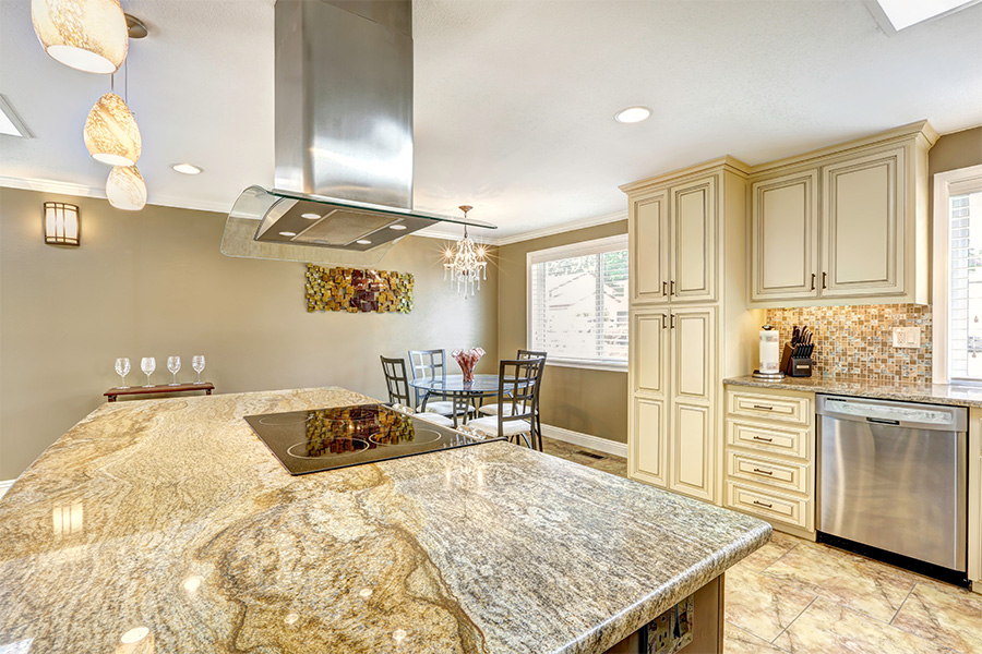 Ray's Countertop Shop Inc. - a beautiful, modern kitchen display of granite countertops in Glenarm, IL.